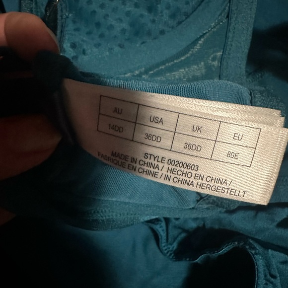 CITY CHIC Strappy Bra with matching pants and g-string 36DD, sz 16 teal gold - Picture 4 of 5